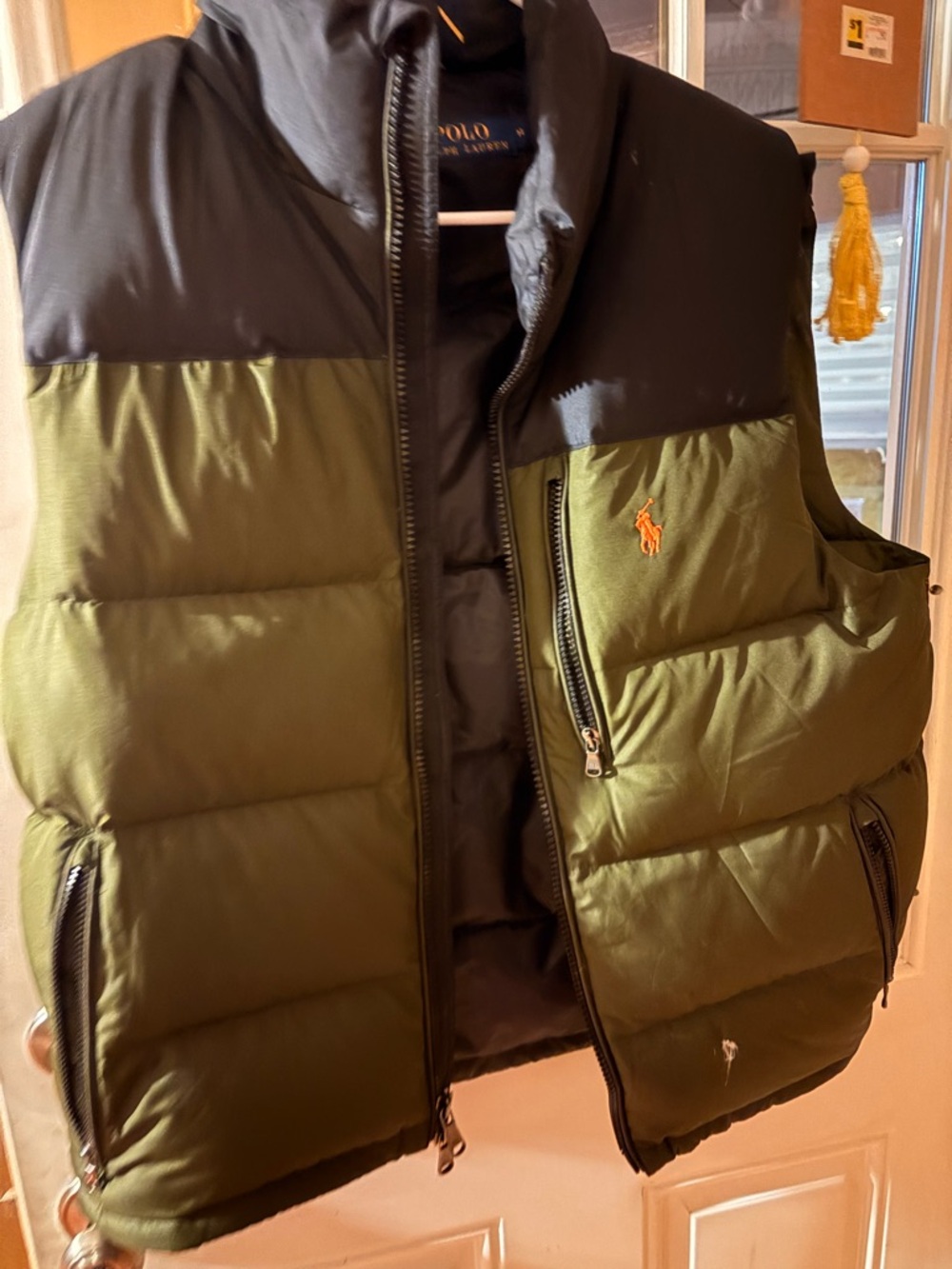 Polo by Ralph Lauren Black Puffer Vest with Gold Logo new with tags